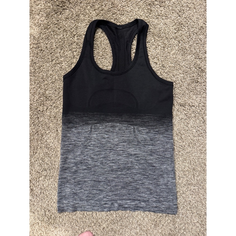Lululemon Swiftly Tech Racerback Tank Top 2.0 Black Grey Ombre Space Dye Size 6